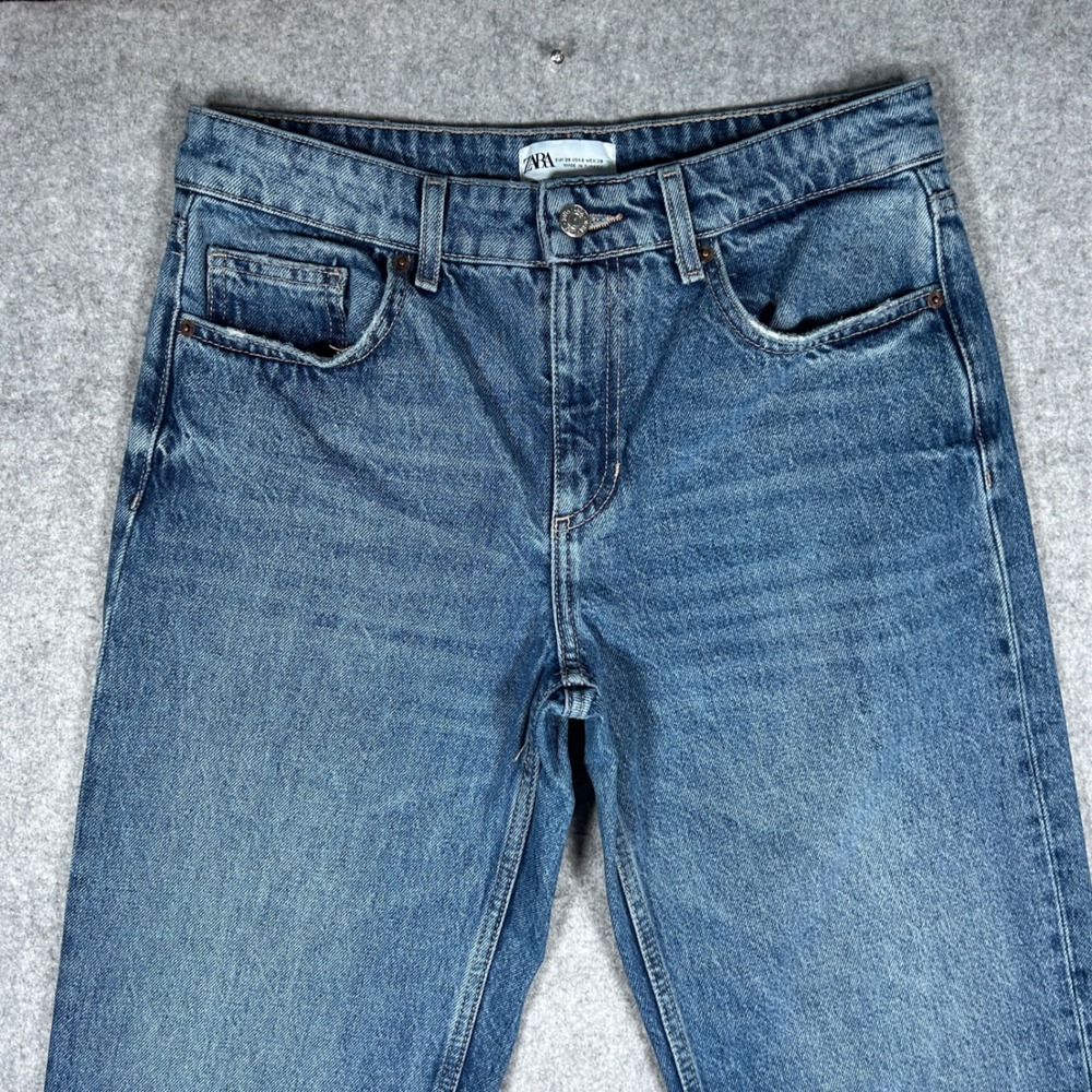 Zara Denim Jeans Women‎ Size 6 30x32 Blue Straight Leg Baggy High Rise Casual - Picture 6 of 16
